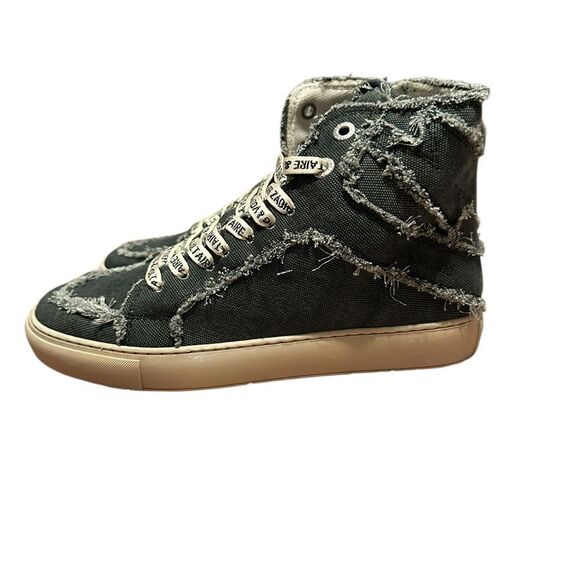 Zadig and Voltaire High Flash Canvas Boomerang Black High Top Sneakers 40 - Picture 7 of 12